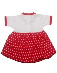 Infant Baby Girls halfSleve Knee Length Casual Frock Dress. Red-thumb1