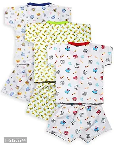 INFANT Cotton Half sleeve Stylish All over desighn Top  Half Pant (Pack of 3)-thumb2