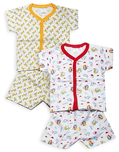 INFANT Half Sleeve Stylish Top Half Pant (Multicolor; 18-24 Months)