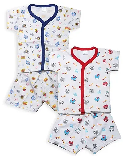 INFANT Cotton Half sleeve Stylish Top & Half Pant (Pack of 2)