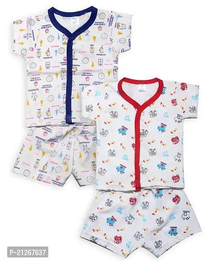 INFANT Cotton Half Sleeve Stylish Top  Half Pant (Multicolor; 18-24 Months)-thumb0