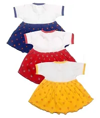 Infant Baby Girls Cotton Multicolor Half Sleeve Frock Dress (Pack of 3) (3-6 Months, Multicolor)-thumb1