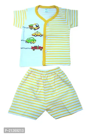 INFANT Cotton Half sleeve Stylish Top  Shorts. (6-9 month, Yellow)