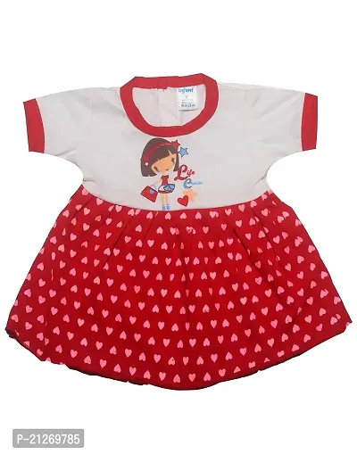 Infant Baby Girls halfSleve Knee Length Casual Frock Dress. Red-thumb0