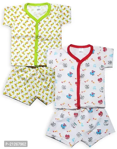 INFANT Cotton Half Sleeve Stylish Top  Half Pant (Multicolor; 6-12 Months)-thumb0