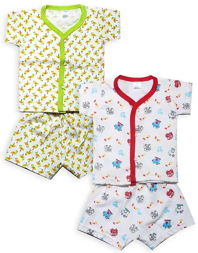 INFANT Half Sleeve Stylish Top Half Pant (Multicolor; 6-12 Months)