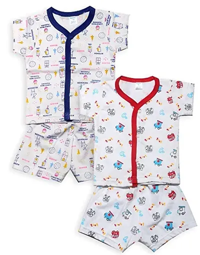 INFANT Cotton Half sleeve Stylish Top & Half Pant (Pack of 2)