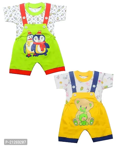 INFANT Cotton Dungaree for Baby Boys  Girls_Pack of 2 (Multicolor 9, 3-6 Months)