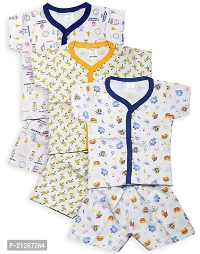 INFANT Cotton Half sleeve Stylish Top  Half Pant (Pack of 3)-thumb0