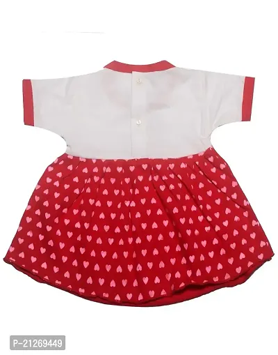 Infant Baby Girls halfSleve Knee Length Casual Frock Dress. Red-thumb2