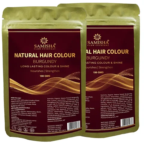 SAMISHA Set of 2 Natural Hair Color For Long Lasting Color  Shine 100g Each - Burgundy