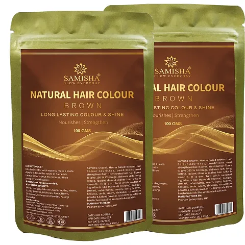 SAMISHA Set of 2 Natural Hair Color For Long Lasting Color  Shine 100g Each - Brown