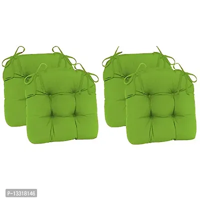 Polycotton Dining Chair Cushion - Indoor/Outdoor Chairpad, Pack Of 4 (Green)