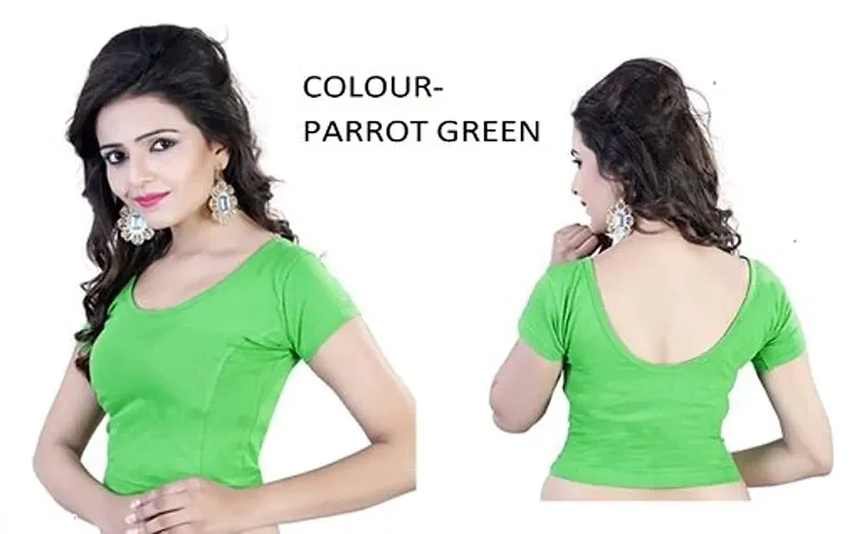 Trendy Cotton Lycra Stretchable Readymade Blouse with Short Sleeves