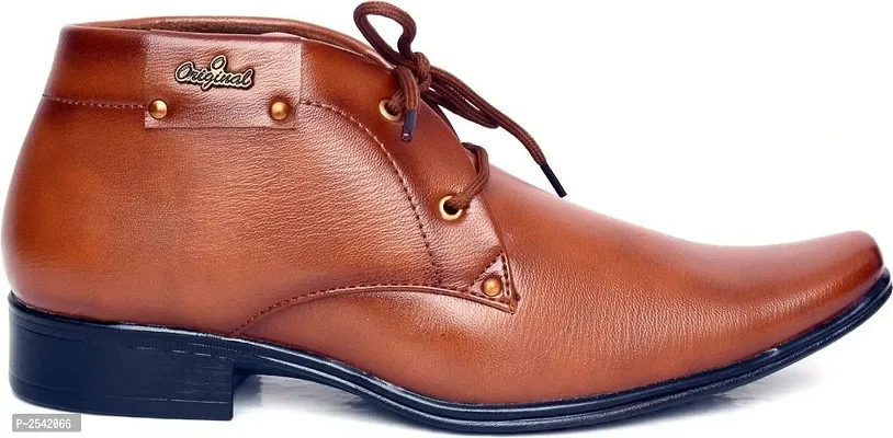 Tan Solid Synthetic Formal Shoes-thumb0