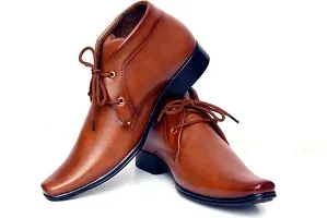 Tan Solid Synthetic Formal Shoes-thumb2