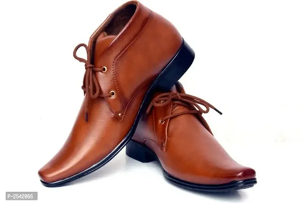 Tan Solid Synthetic Formal Shoes-thumb3