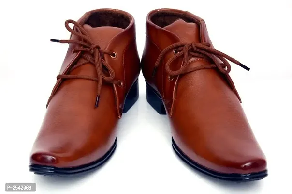 Tan Solid Synthetic Formal Shoes-thumb5
