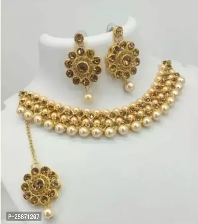 Stylish Golden Alloy Pearl Jewellery Set For Women-thumb0