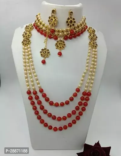 Stylish Golden Alloy American Diamond Jewellery Set For Women