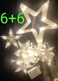 Plastic 12 Stars LED Window Curtain String Lights with 8 Flashing -Multicolor-thumb3