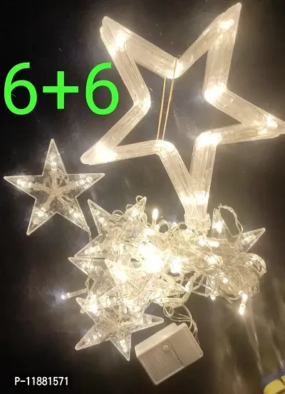 Plastic 12 Stars LED Window Curtain String Lights with 8 Flashing -Multicolor-thumb4