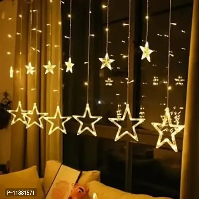 Plastic 12 Stars LED Window Curtain String Lights with 8 Flashing -Multicolor-thumb2