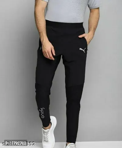 Black Polyester Regular Track Pants For Men-thumb0