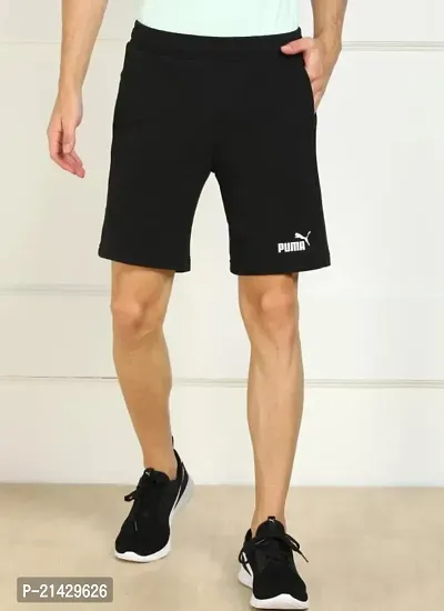 Black polyester shorts for men01