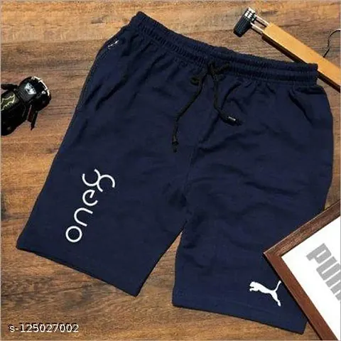 Black Polyester Regular Shorts For Men