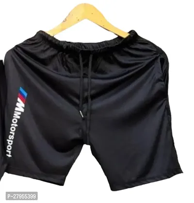 Stylish Black Polyester Regular Fit Shorts For Men-thumb0