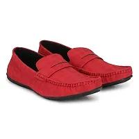 Elegant Red Solid Synthetic Leather Men's Loafers-thumb1