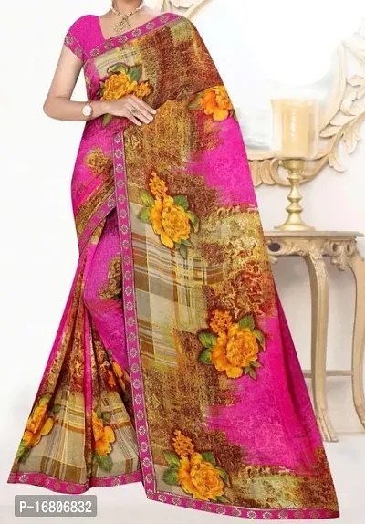 Fancy Chiffon Saree with Blouse Piece for Women-thumb0