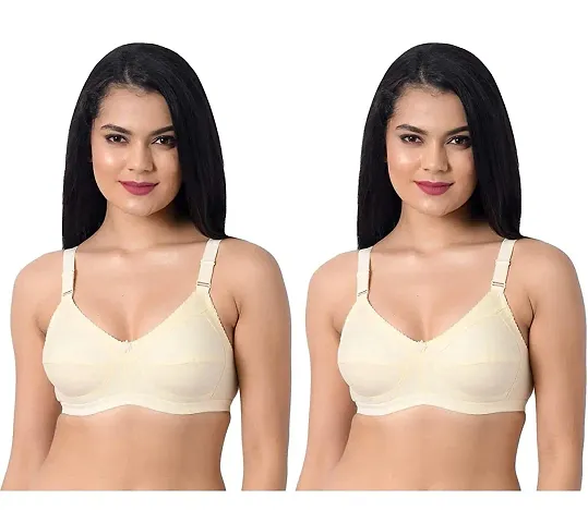 INNER TOUCH Women's Cotton Non-Padded Non-Wired Broad Strap/Full Coverage Bra