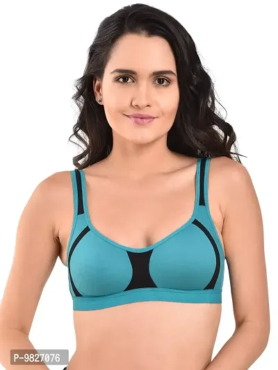 INNER TOUCH Women's Non-Padded Sports Bra(Combo Pack of 2) (B, M.Gray,Rama Green, 32B)-thumb2