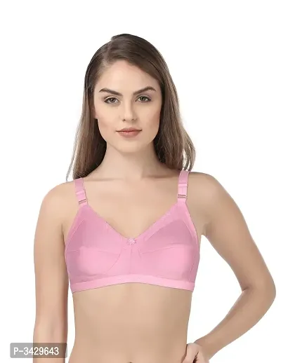 Pink Cotton Blend  Full Coverage Non- Padded  Bra-thumb0