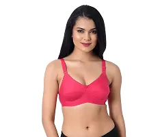 INNER TOUCH Women's Cotton Non-Padded Non-Wired Broad Strap/Full Coverage Bra (36B, Magenta,Black)-thumb1