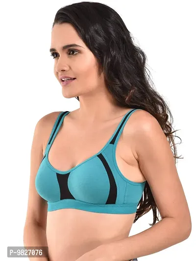 INNER TOUCH Women's Non-Padded Sports Bra(Combo Pack of 2) (B, M.Gray,Rama Green, 32B)-thumb5