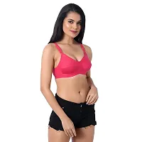 INNER TOUCH Women's Cotton Non-Padded Non-Wired Broad Strap/Full Coverage Bra (36B, Magenta,Black)-thumb2