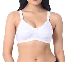 INNER TOUCH Women's Cotton Non-Padded Wire Free Regular Bra (INT-1202_White, Skin, Black_40)-thumb1