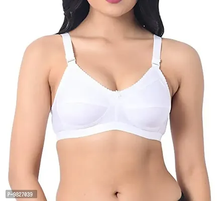 INNER TOUCH Women's Cotton Non-Padded Wire Free Regular Bra (INT-1202_White, Skin, Black_40)-thumb2