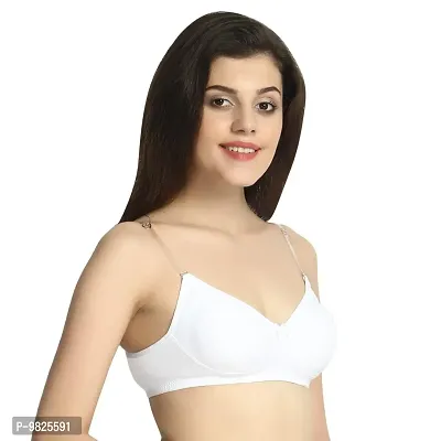 INNER TOUCH Women's Cotton Non-Padded Wire Free Regular Bra (INT-1174_White_30)-thumb3