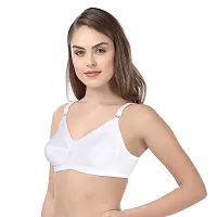INNER TOUCH Women's Cotton Non-Padded Non-Wired Broad Strap Full Coverage Bra (b, 44) White-thumb1