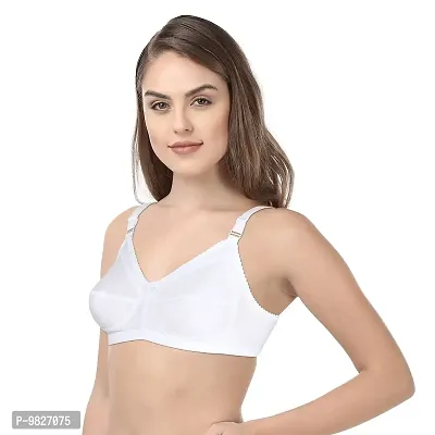 INNER TOUCH Women's Cotton Non-Padded Non-Wired Broad Strap Full Coverage Bra (b, 44) White-thumb2