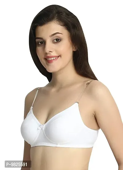 INNER TOUCH Women's Cotton Non-Padded Wire Free Regular Bra (INT-1174_White_30)-thumb2