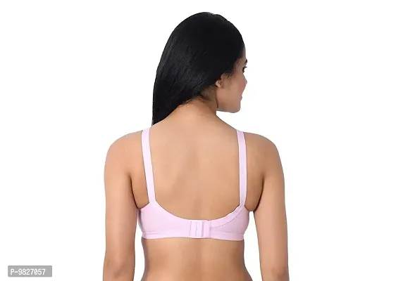 INNER TOUCH Women's Ultra Cotton Hosiery Non-Padded Non-Wired Broad Strap Full Coverage Regular Bra (Pink_32C)-thumb4