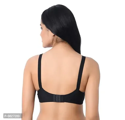 INNER TOUCH Women's Cotton Non Padded Full Coverage Everyday Bra Black-thumb4