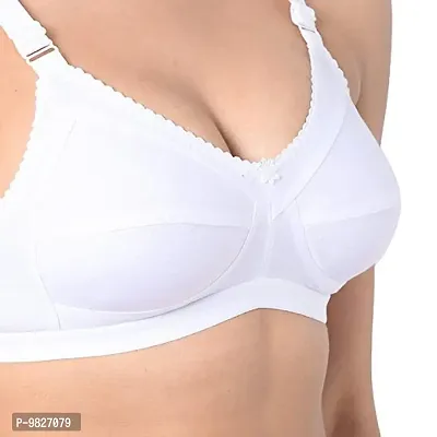 INNER TOUCH Women's Ultra Cotton Hosiery Non-Padded Non-Wired Broad Strap Full Coverage Regular Bra (White_36D)-thumb5