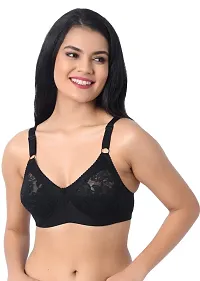 INNER TOUCH Women's Cotton Non Padded Full Coverage Everyday Bra Black-thumb1