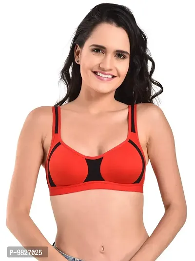 INNER TOUCH Women's Non-Padded Sports Bra(Combo Pack of 2) (B, M.Gray,Red, 36B)-thumb2